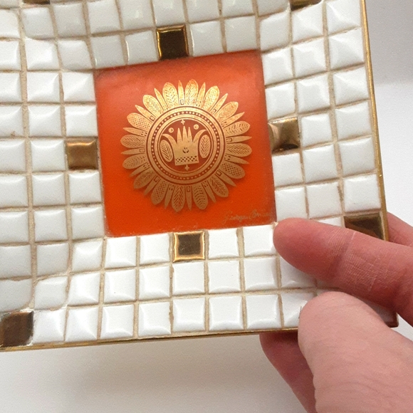 Vintage Georges Briard Mosaic Tile Dish 5" X 5" - Picture 6 of 6